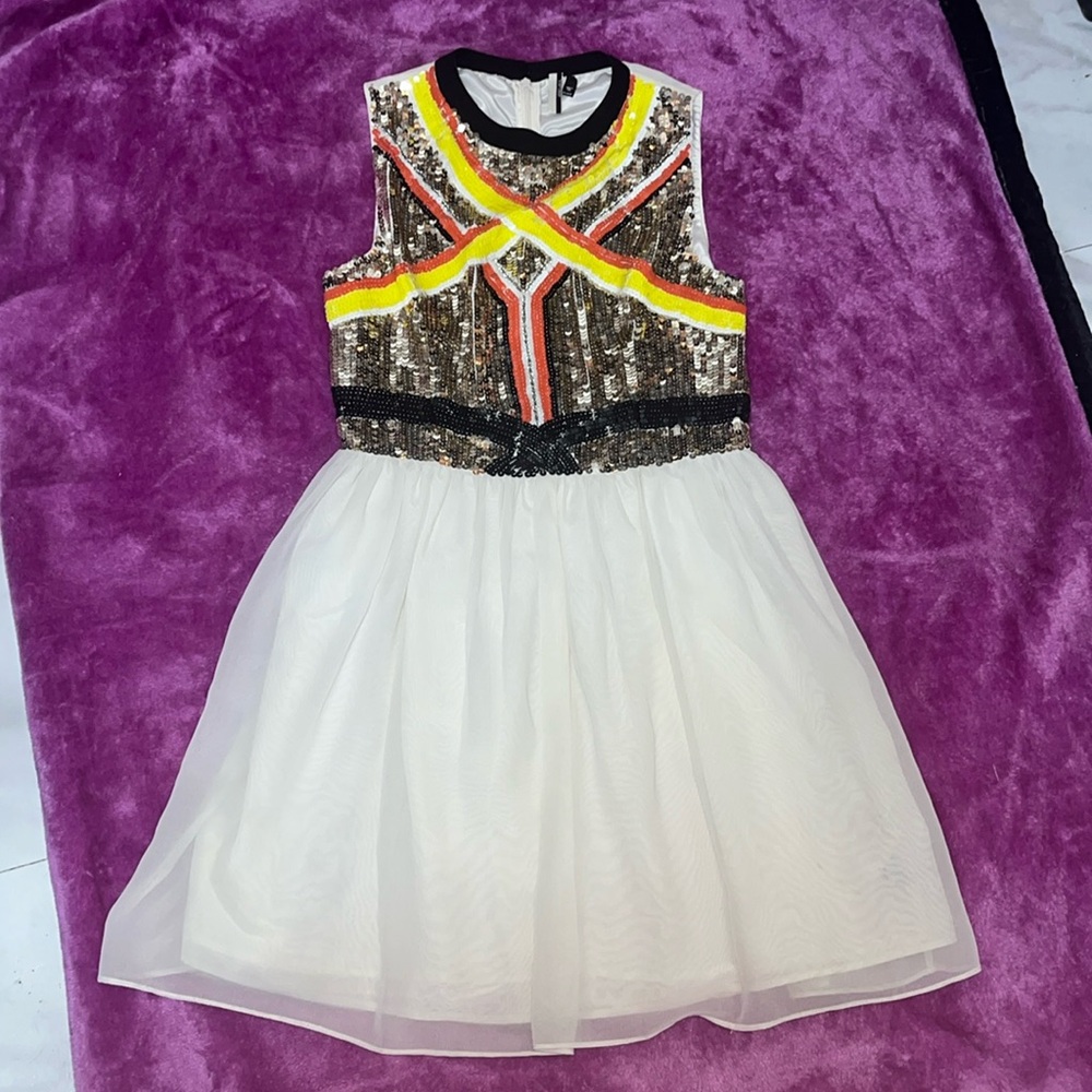 Topshop Sequin Sleeveless Flare Dress